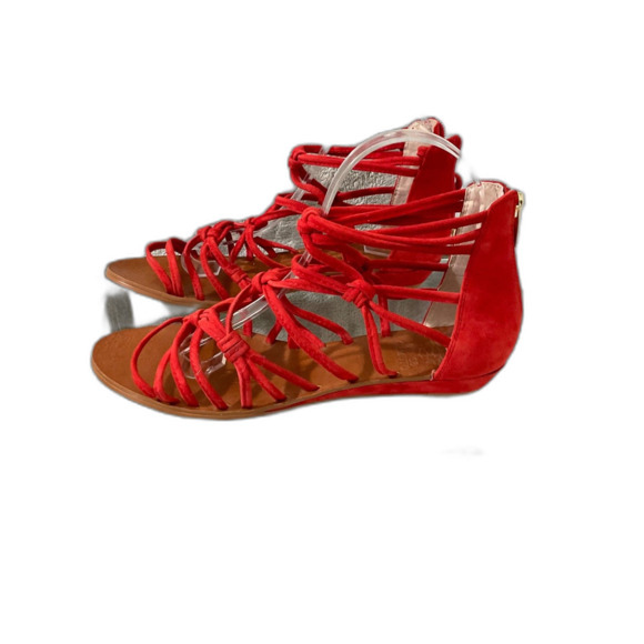 Vince Camuto Gladiator Sandals Size 8- 8.5M /Eur 38.5 Red zip back - Picture 1 of 9